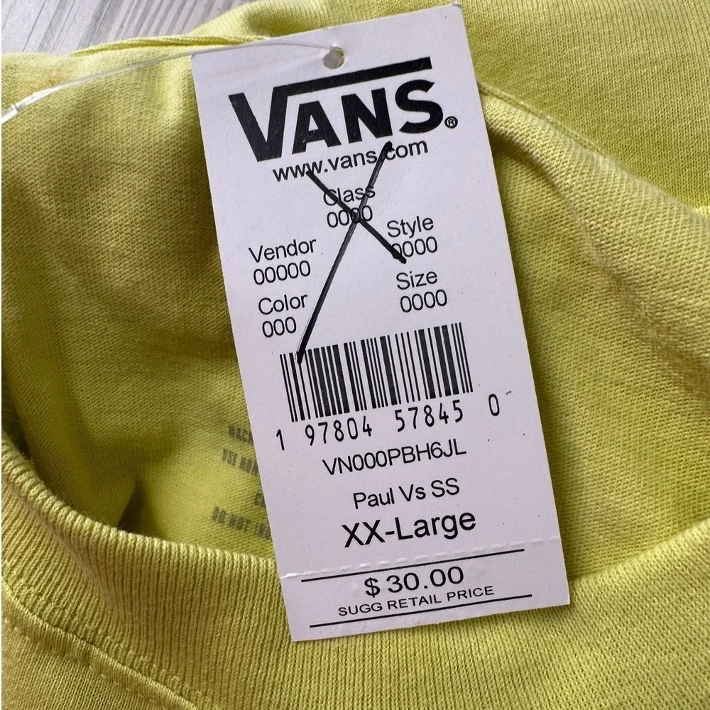 Vans Mens Paul V's Basement Records Graphic T-Shirt Lime Green Size XXL